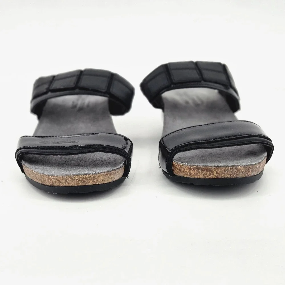Naot Royalty Black Patent Leather Wedge Slide Sandals Comfort Gorpcore NWOT 9 40